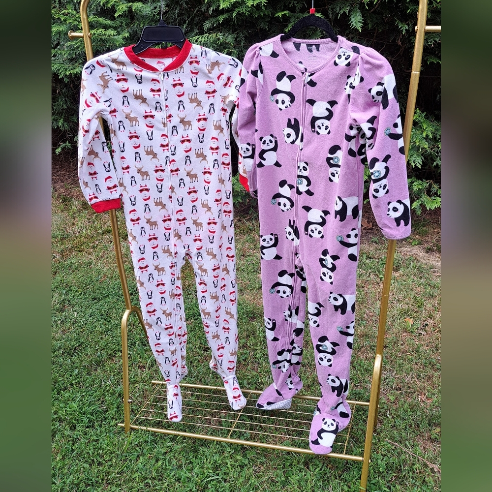 Simple Joys by Carter's Girls' 2-Pack Loose-fit Fleece Footed Pajamas Size 8